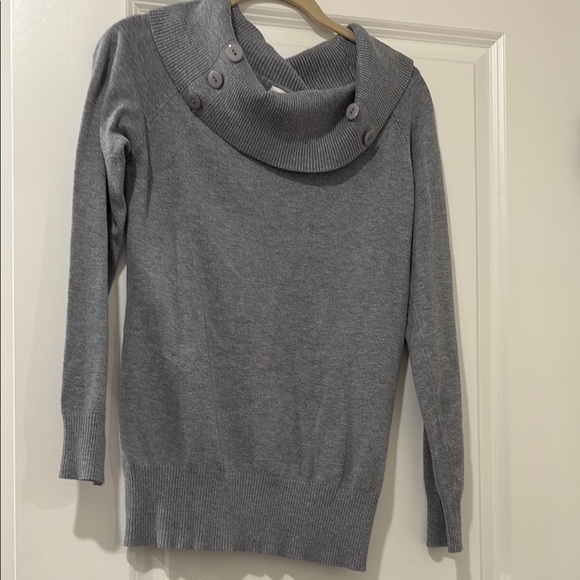 No Boundaries Tops - Gray Button-Detail Women's Sweater